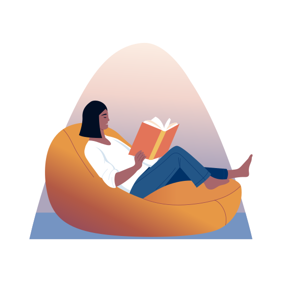 Beanbag Reading, Relaxing, Hobby, Activity, Bibliophile illustration