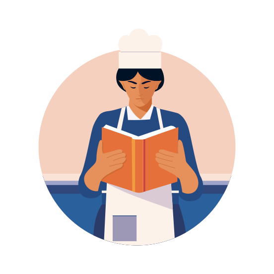 Chef Book, Recipes, Cooking Book, Reading, Handbook illustration
