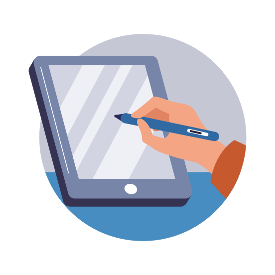 E Learning, Study, Reading, Online Education, Device illustration