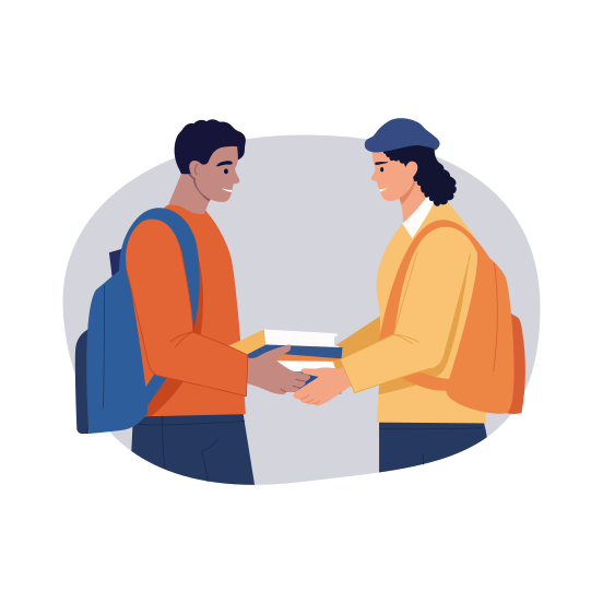 Exchanging Books, Sharing, Friends, Students, Best Friends illustration