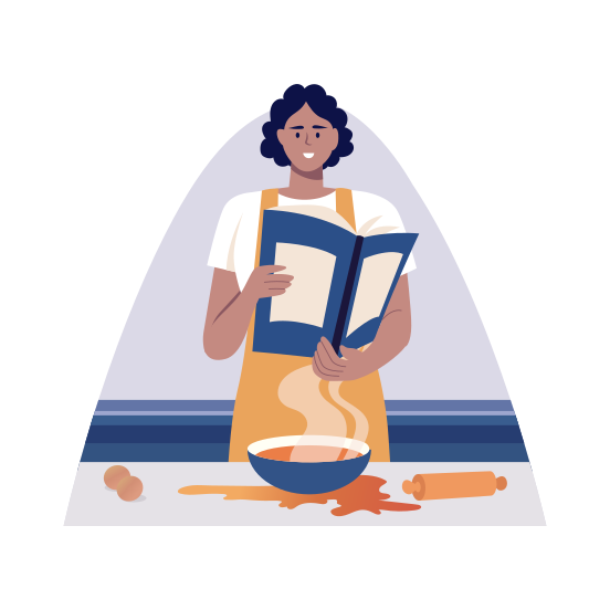 Follow Recipe, Cooking, Baking, Handbook, Chef Book illustration