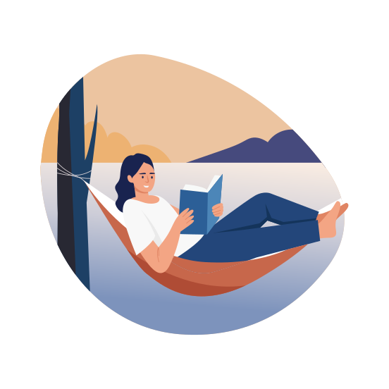 Hammock Reading, Swing, Relaxing, Pastime, Hobby illustration