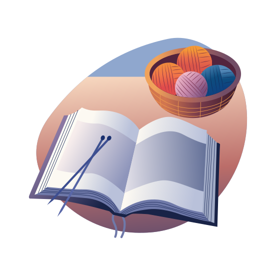 Knitting Guide, Crocheting, Book, Handbook, Handcrafting illustration