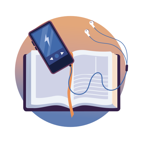 Listening Audiobook, Soundbook, Reading, Study, Learning illustration