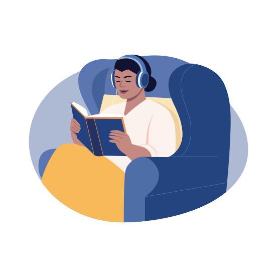 Listening Book, Audiobook, Literature, Reading, Hobby illustration