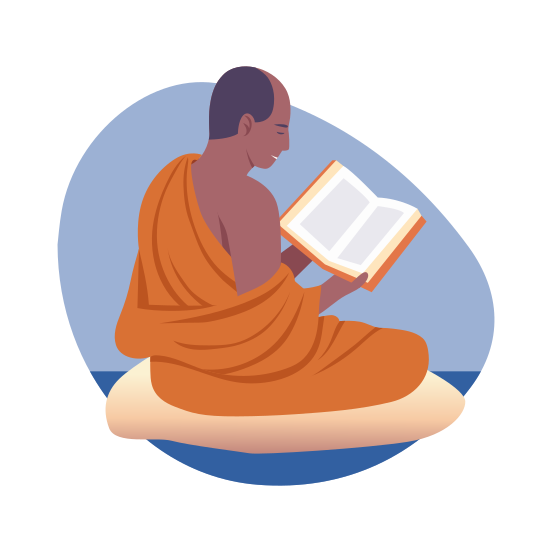 Monk Reading, Religious, Holy, Buddhism, Prayer illustration