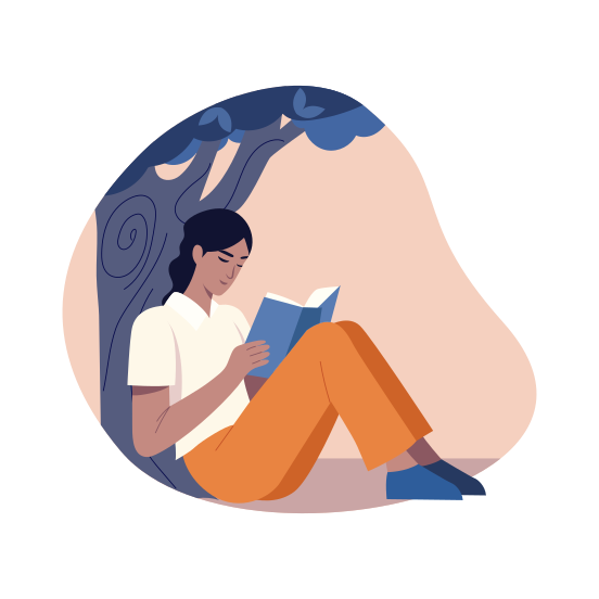 Outdoor Reading, Novel, Relaxing, Bibliophile, Hobby illustration