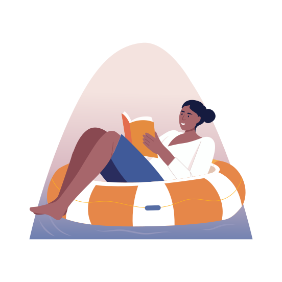 Pool Reading, Floating, Pastime, Book, Relaxing illustration
