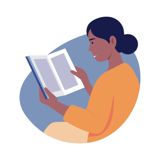 Reader, Bibliophile, Novel, Hobby, Activity illustration