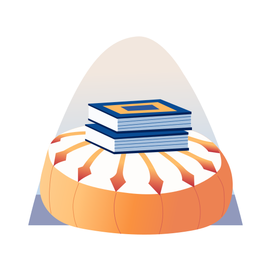 Reading Cushion, Pillow, Books, Comfort, Relaxing illustration