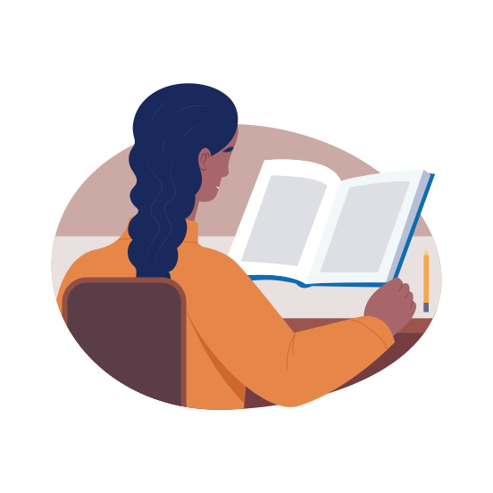 Reading Girl, Study, Learning, Literature, Education illustration