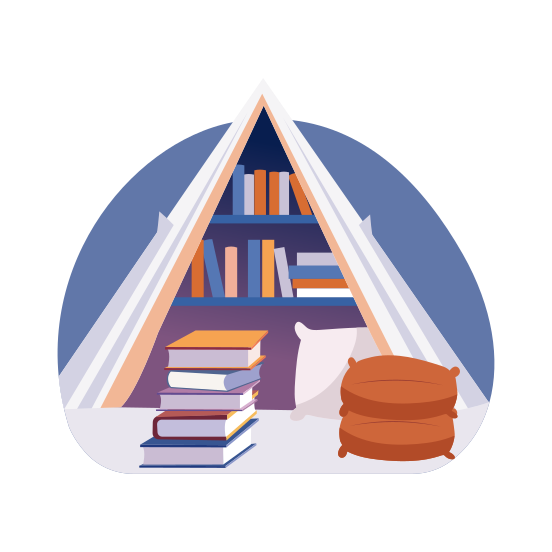 Reading Place, Room, Books, Cozy, Bedtime Reading illustration
