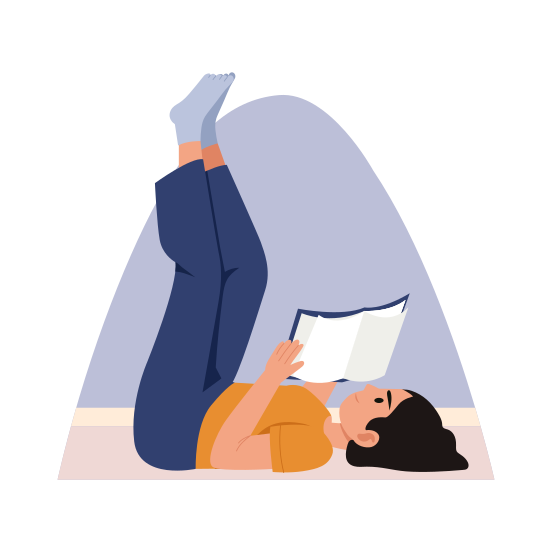 Relaxing, Legs Up, Reading, Study, Activity, Hobby illustration