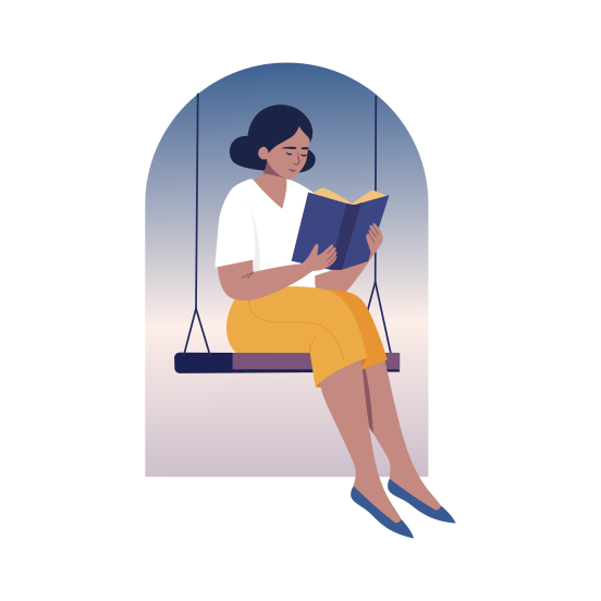 Swing Reading, Relaxing, Hobby, Activity, Bibliophile illustration