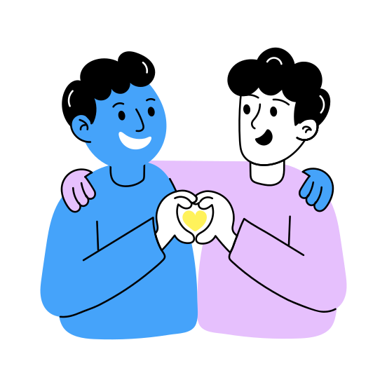 Bff Goals, Heart Gesture, Posing, Bonding, Friends Day illustration