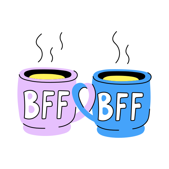 Bff Mugs, Coffee, Mugs, Cups, Friends Day, illustration