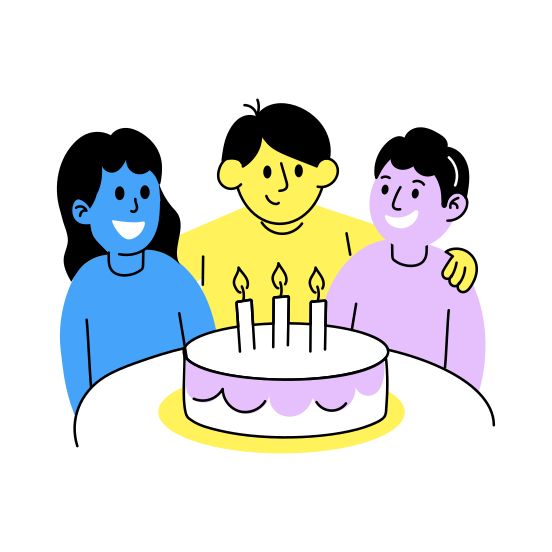 Birthday Party, Celebrating, Friends, Best Friends, Friends Day, illustration
