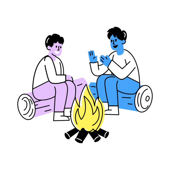 Bonfire Party, Campfire, Enjoying, Friends Day, Friendship illustration