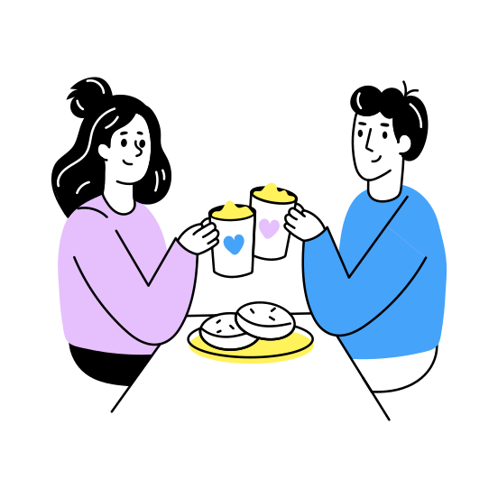 Coffee Buddies, Drinking, Friends, Best Friends, Friends Day, illustration