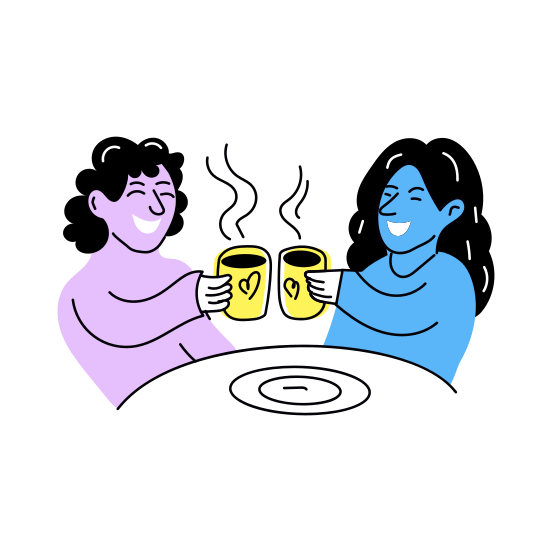 Coffee Cheers, Toast, Drinking, Best Friends, Friends Day, illustration
