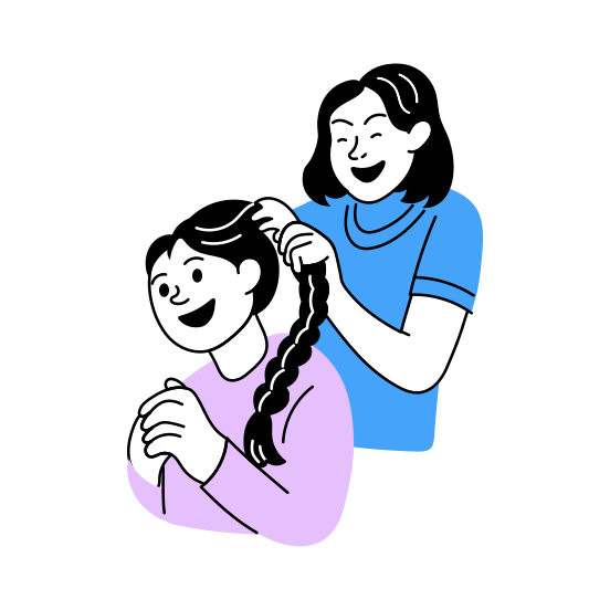 Doing Hairs, Braiding, Hairstyling, Best Friends, Friendship illustration