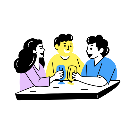 Drinking, Talking, Conversation, Friends Day, Friendship illustration