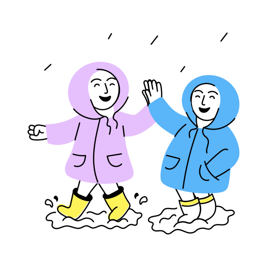 Enjoy Rain, Playing, Friends, Best Friends, Friends Day, illustration