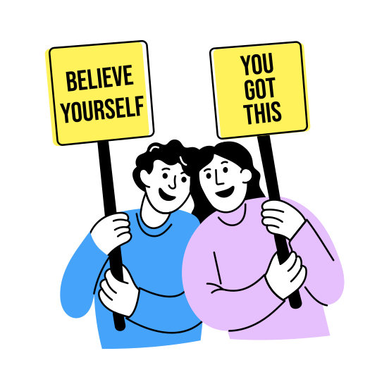 Friends Support, Encouraging, Cheering, Motivating, Best Friends, illustration