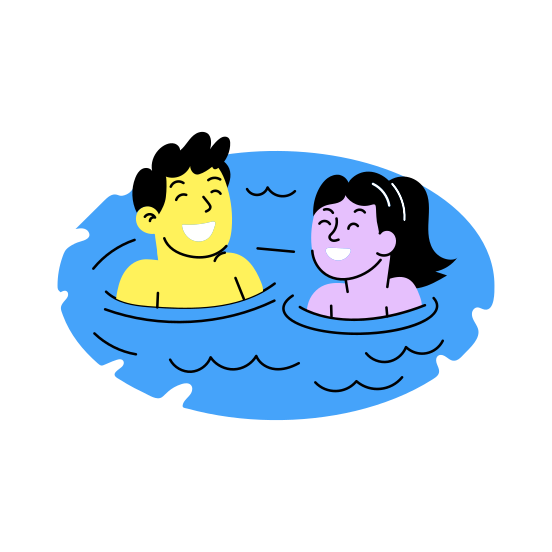 Friends Swimming, Diving, Bathing, Best Friends, Friends Day, illustration