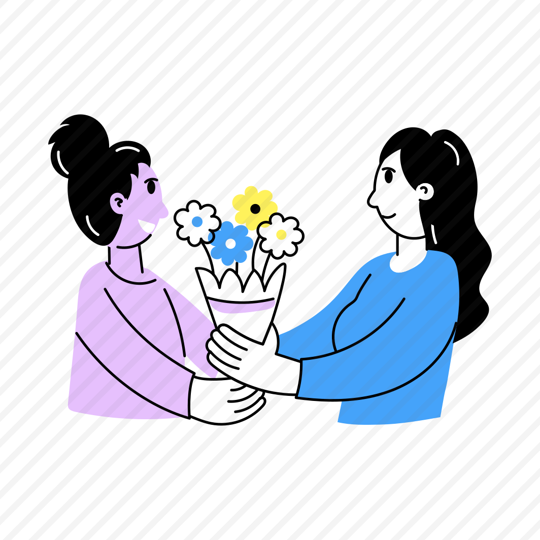 Giving Bouquet, Flowers, Present, Best Friends, Friends Day, preview