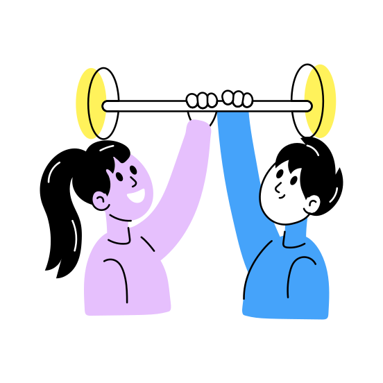 Gym Buddies, Fitness, Exercising, Friends, Friends Day, illustration