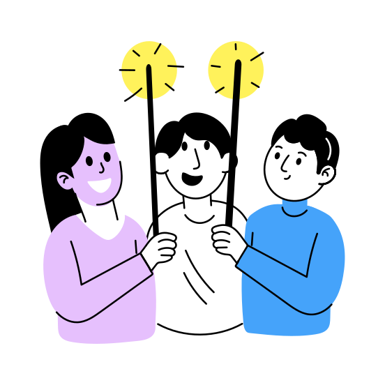 Holding Sparklers, Fireworks, Celebrating, Best Friends, Friends Day, illustration