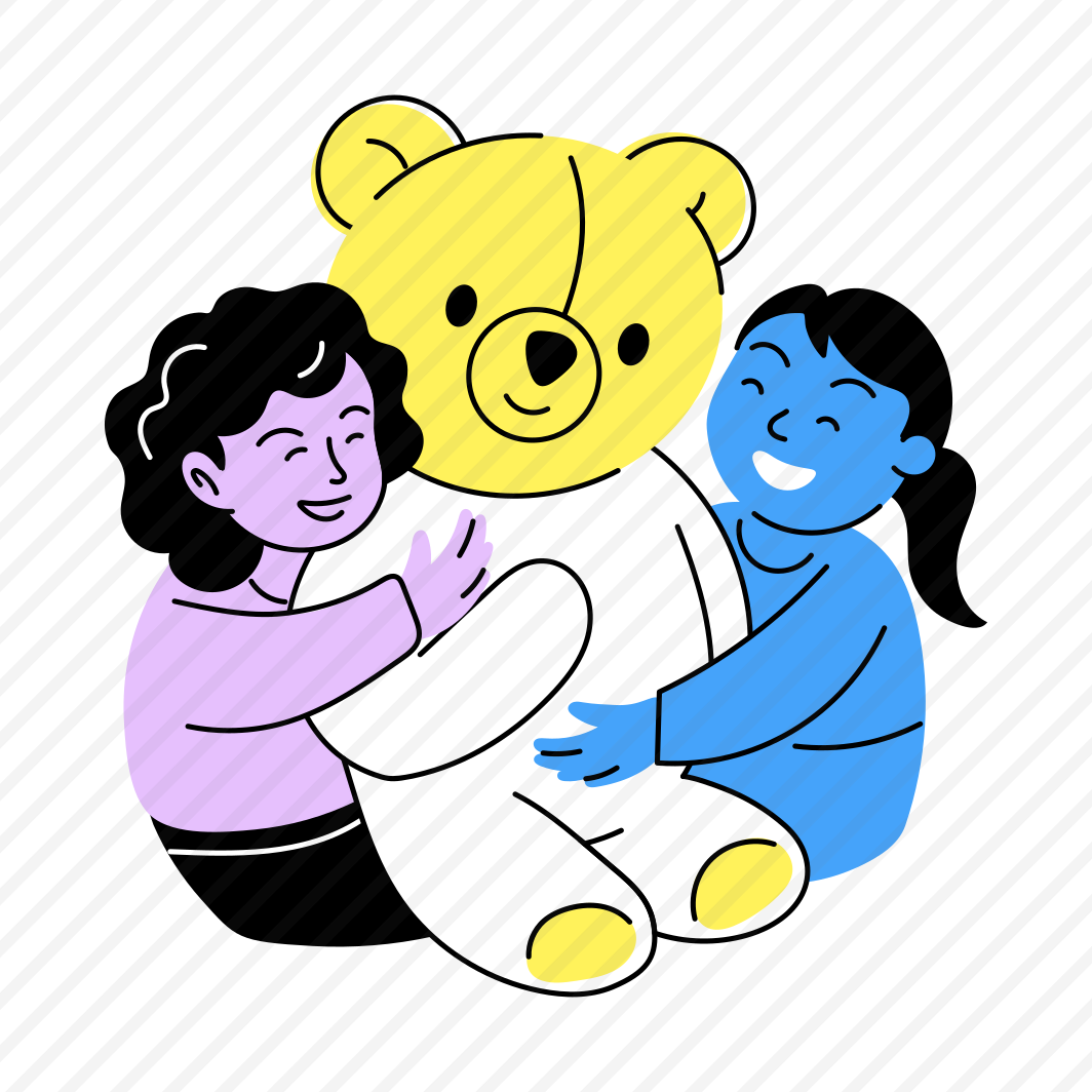 Hugging Teddy, Cuddling, Playing, Enjoying, Friends, preview