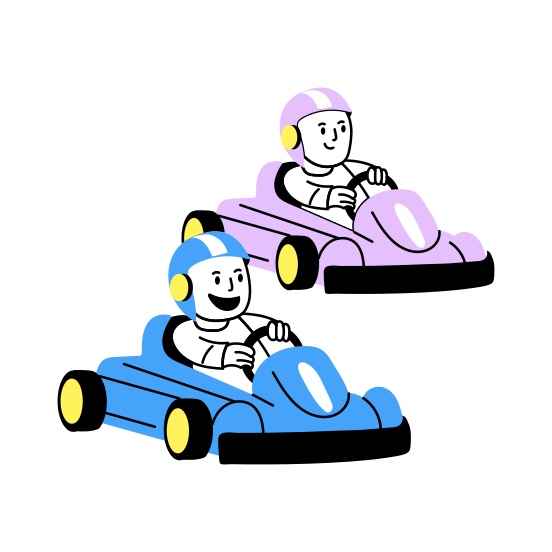 Kart Race, Racing, Enjoying, Best Friends, Friends Day, illustration