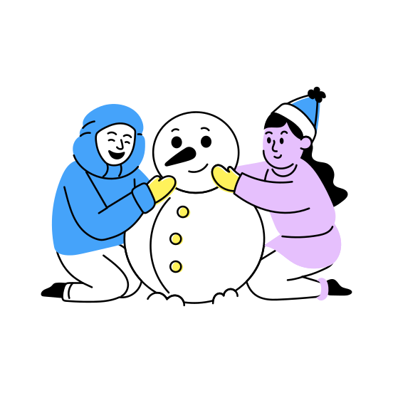 Making Snowman, Playing, Enjoying, Best Friends, Friends Day, illustration