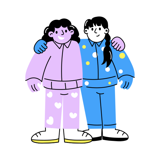 Pajama Party, Companions, Partners, Enjoying, Friends Day, illustration