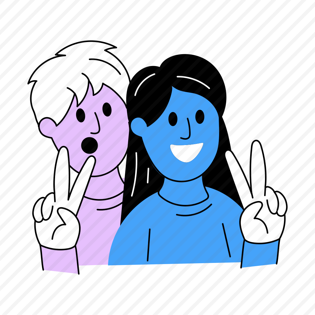 Peace Sign, Posing, Gesture, Taking Picture, Best Friends, preview