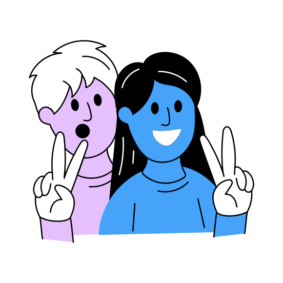 Peace Sign, Posing, Gesture, Taking Picture, Best Friends, illustration