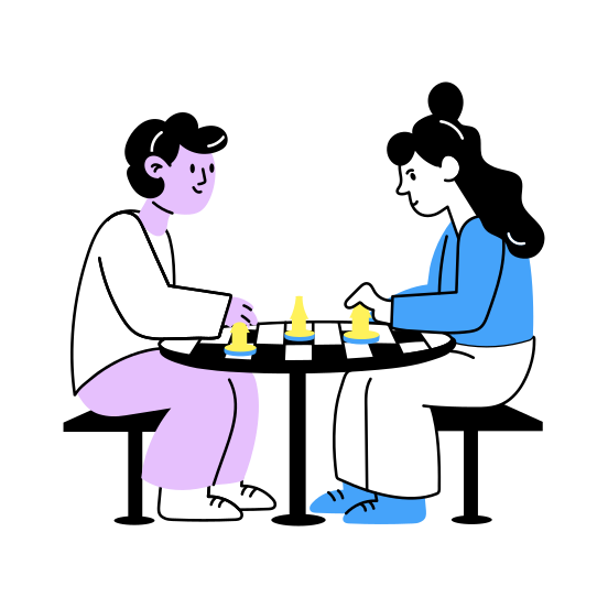 Playing Chess, Game, Enjoying, Best Friends, Friends Day, illustration