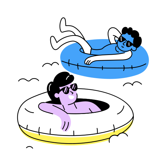 Pool Float, Swimming, Enjoying, Best Friends, Friends Day, illustration