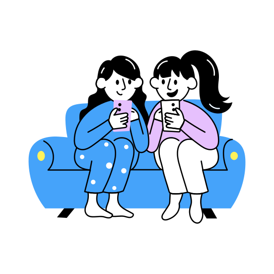 Sharing Content, Social Media, Using Mobile, Friends, Friendship illustration