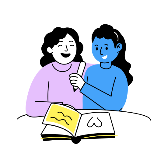 Study Together, Learning, Doing Homework, Friends, Friends Day, illustration