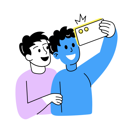 Taking Selfie, Photography, Capturing, Taking Picture, Friends, illustration