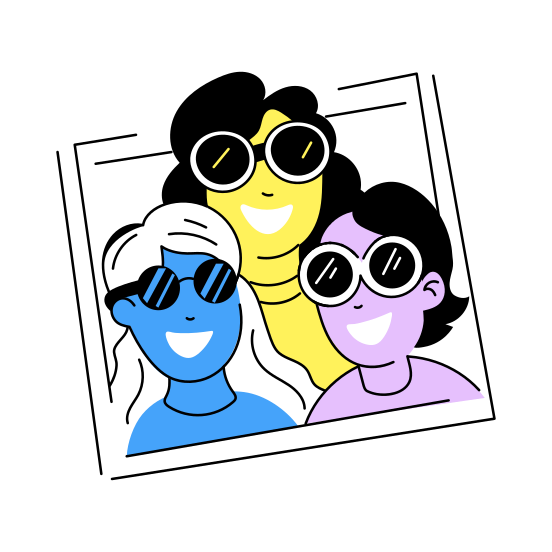 Trio Frame, Picture, Photo, Posing, Friends Day illustration