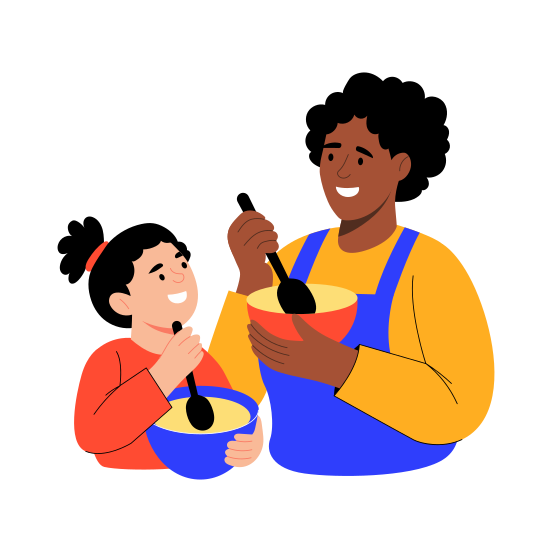 Baking, Cooking, Family, Bonding, Preparing illustration