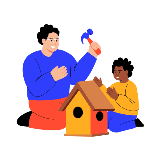 Building Birdhouse, Family, Fun, Activity, Parenting illustration