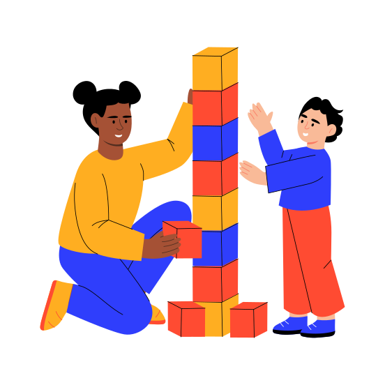 Building Blocks, Game, Fun, Activity, Family illustration