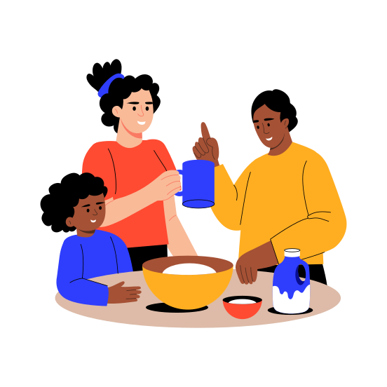 Family Baking, Cooking, Siblings, Family, Bonding illustration