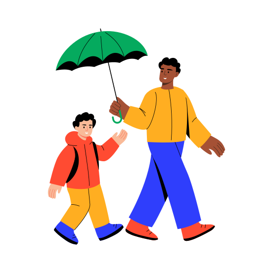 Fatherhood, Walking, Bonding, Affection, Family illustration