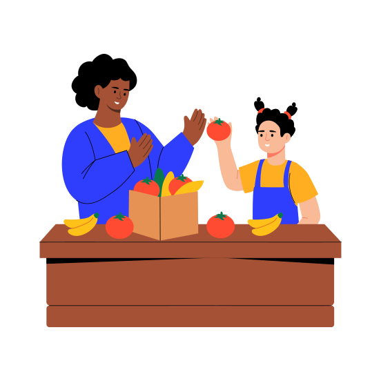 Grocery, Vegetables, Family, Shopping, Mother Help illustration